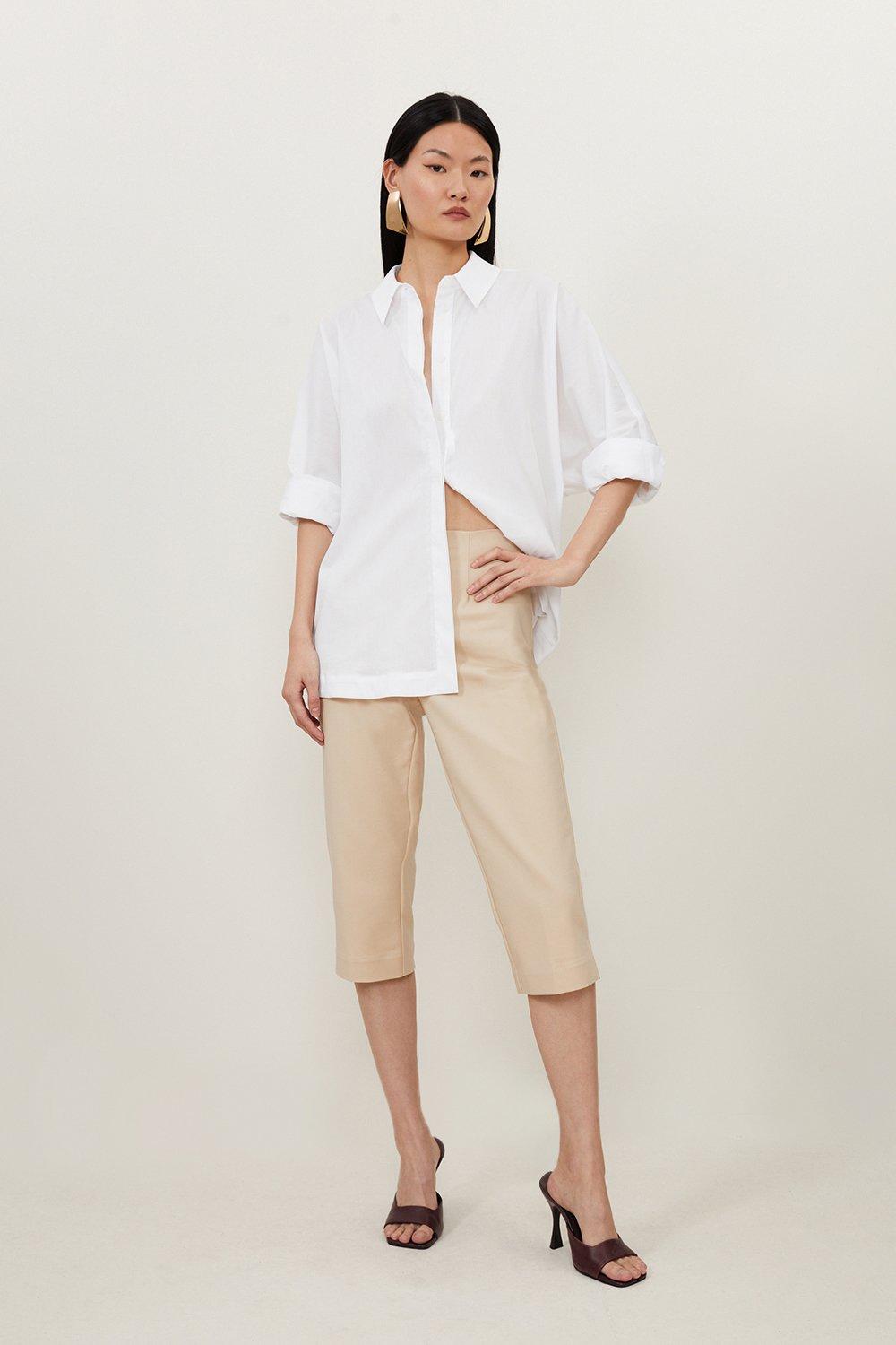 Techno Cotton Woven Crop Trouser - Sand