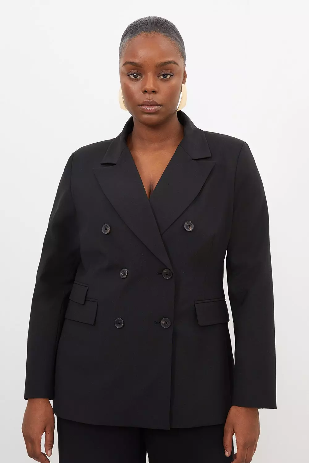 Double breasted plus size blazer sale