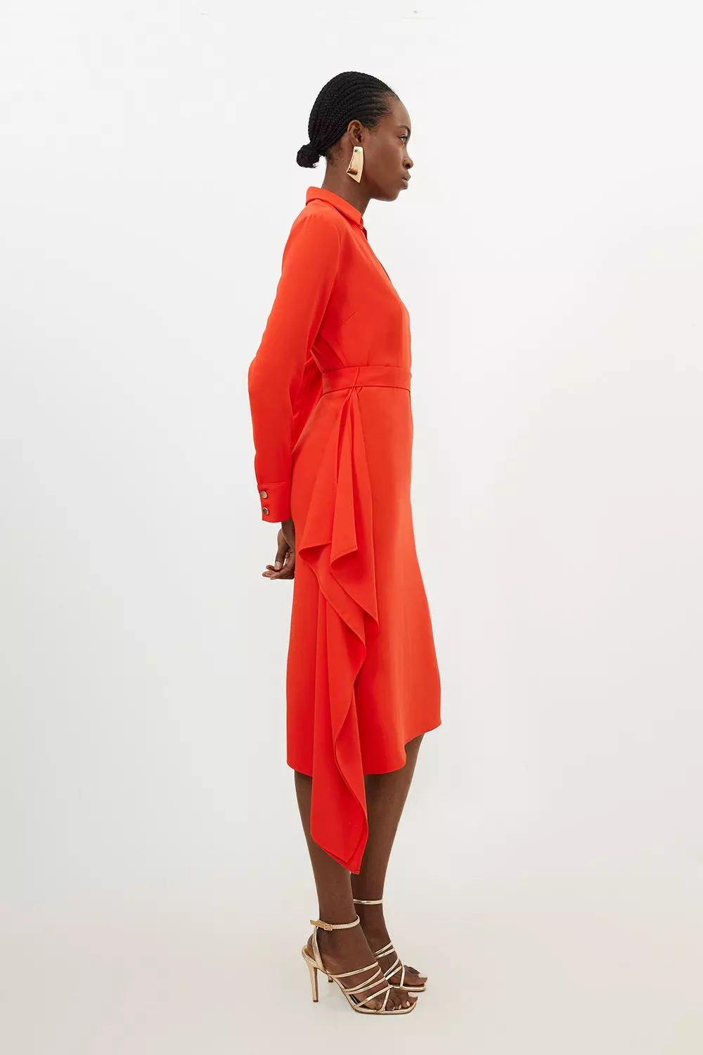 Soft Tailored Belted Draped Wrap Midi Dress Karen Millen