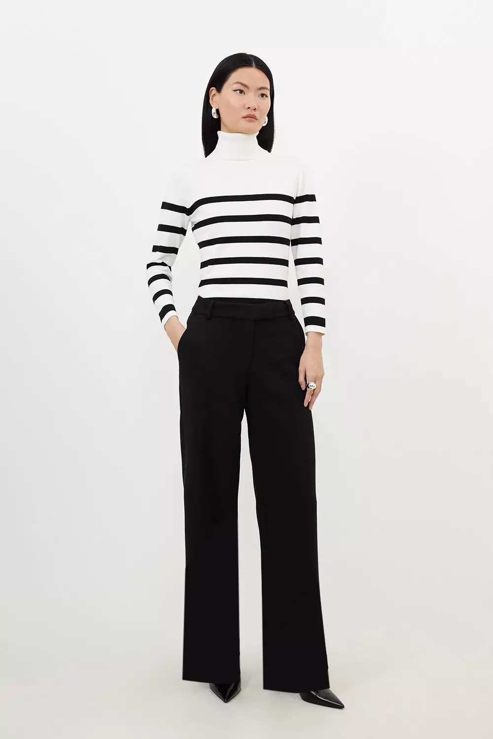 Essential Tailored Cropped Wide Leg Trousers | Karen Millen