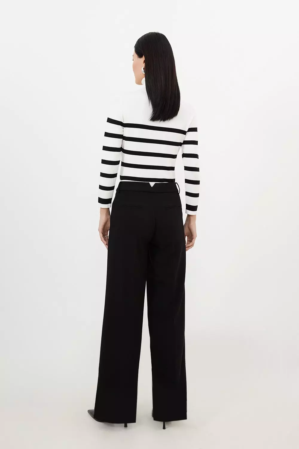 Straight Tailored Trousers - Black