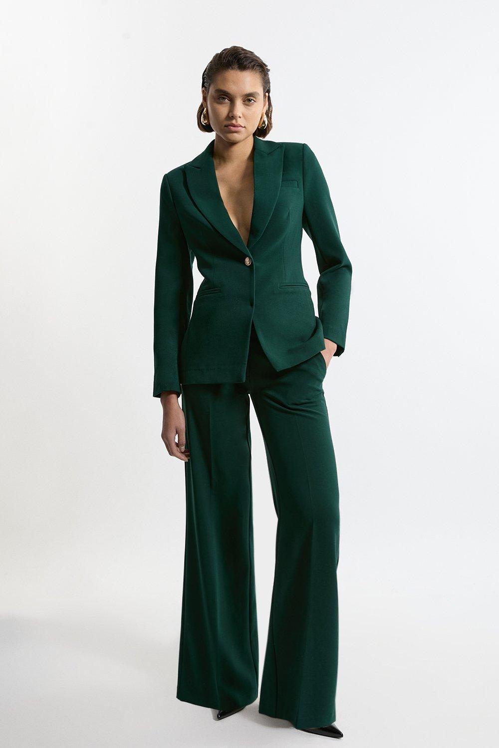 Tailored Essential Straight Leg Trousers - Green