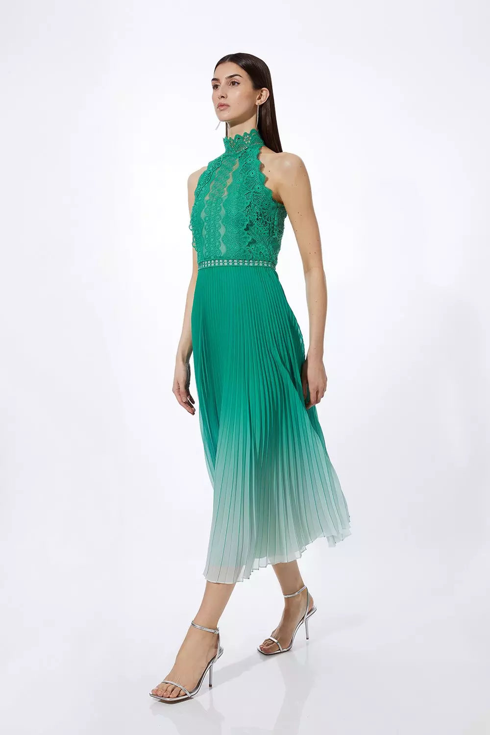 Guipure Lace Ombre Woven Halter Maxi Dress | Karen Millen