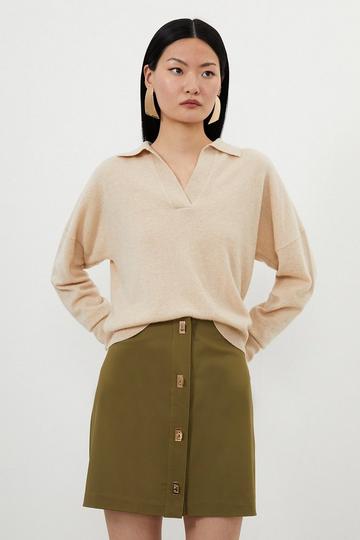 Techno Cotton Woven Hardwear Detail Mini Skirt khaki