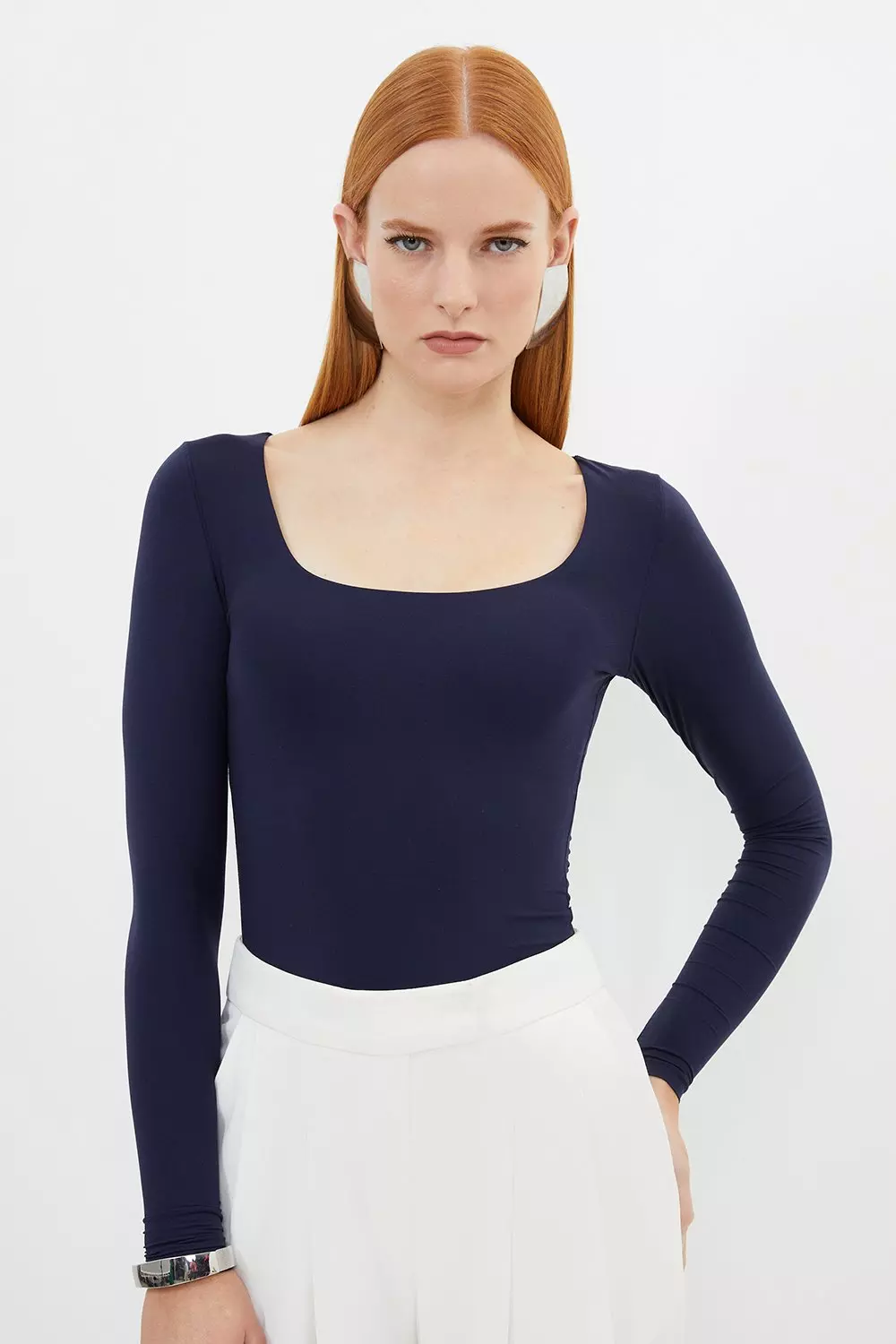 Contour Jersey Square Neck Long Sleeve Top