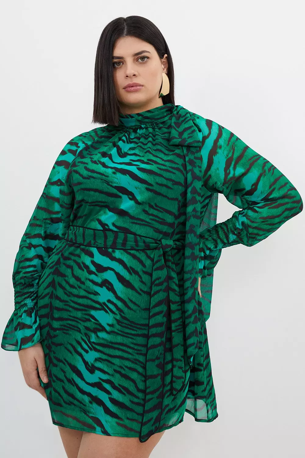 Green and black 2024 tiger print dress