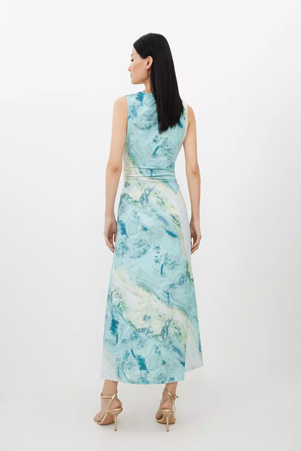 Marble Print Jersey Sleeveless Maxi Dress | Karen Millen