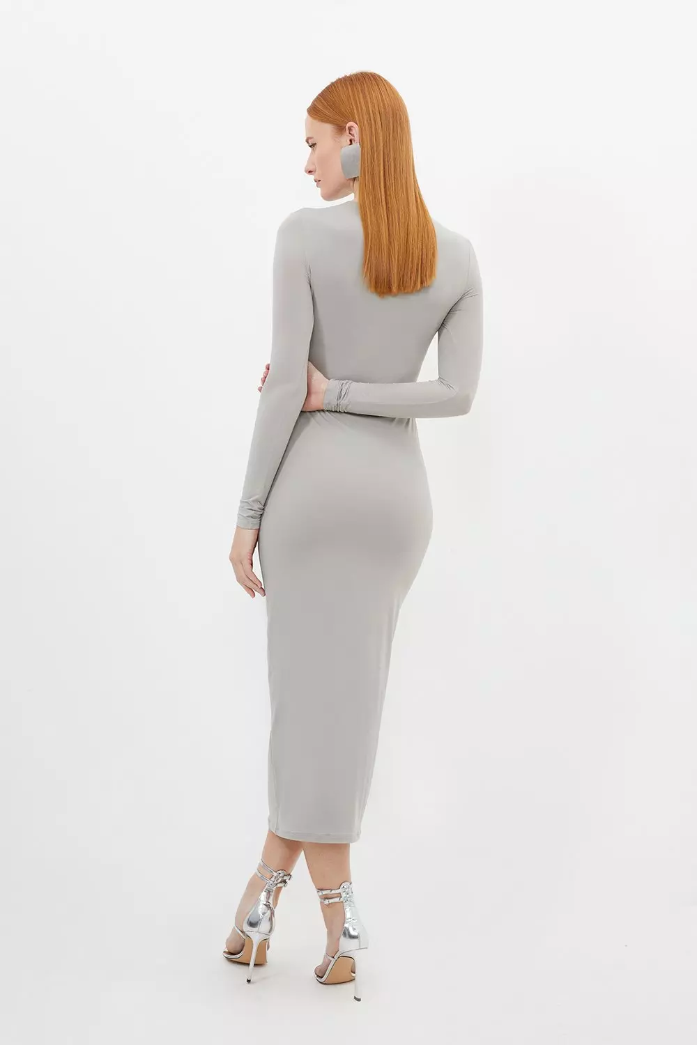 Petite Contour Jersey Long Sleeve Midaxi Dress Karen Millen
