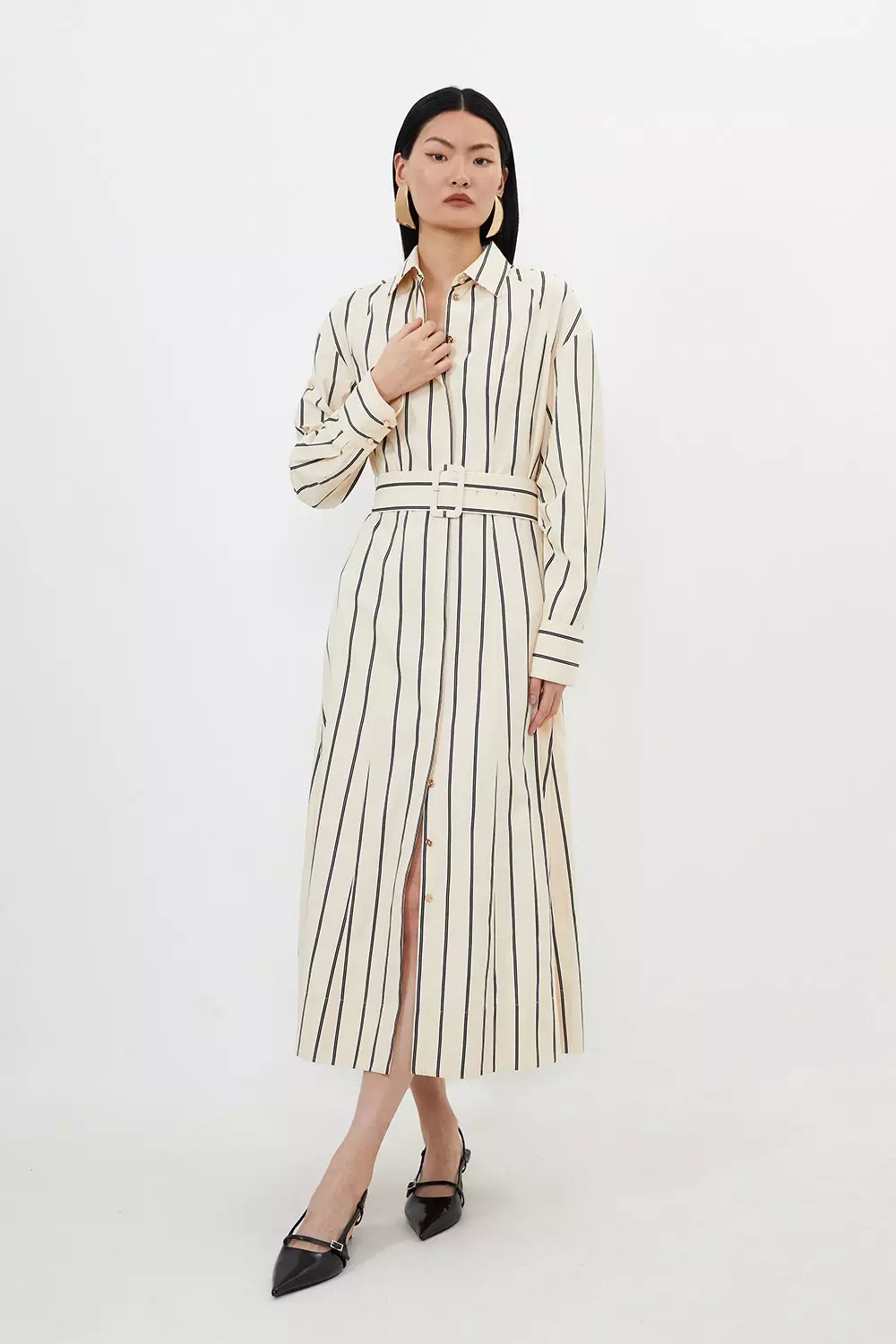 Dresses, Split Sleeve Drape Detail Tailored Shirt Dress