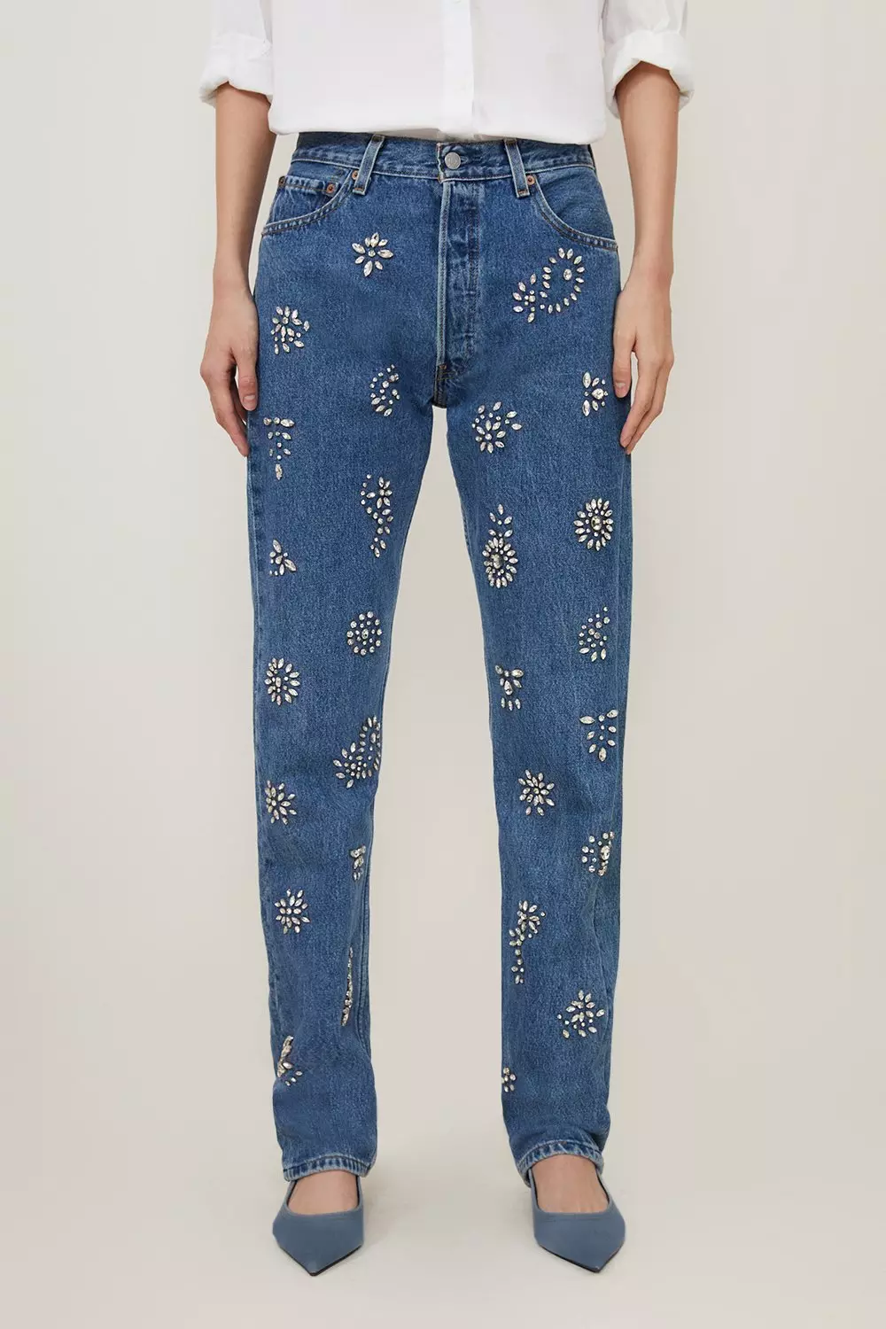 Other Designers Vintage - Vintage MCM Embroided logo Distress Denim Jeans, luxury_steals92