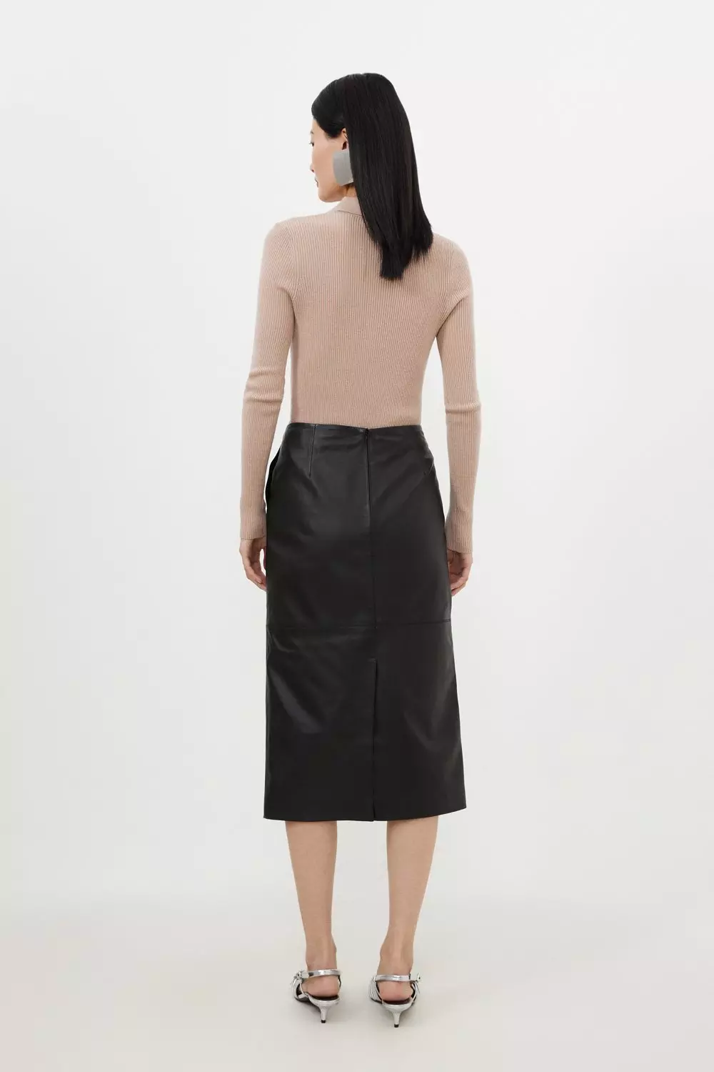 Karen millen leather outlet midi skirt