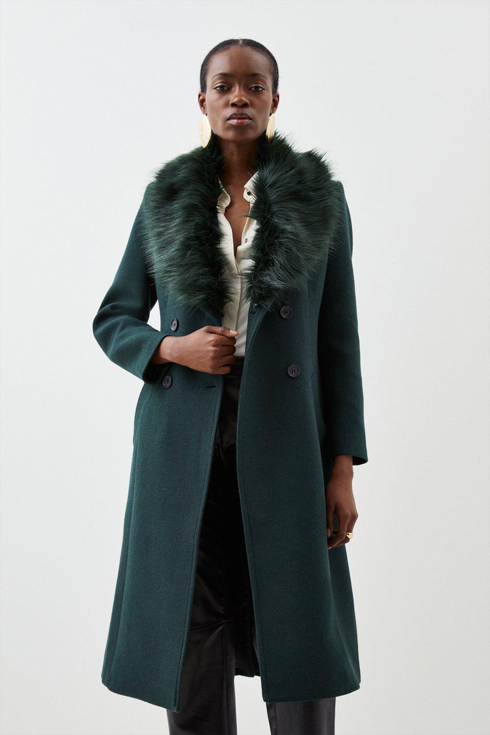 Karen millen outlet green fur coat