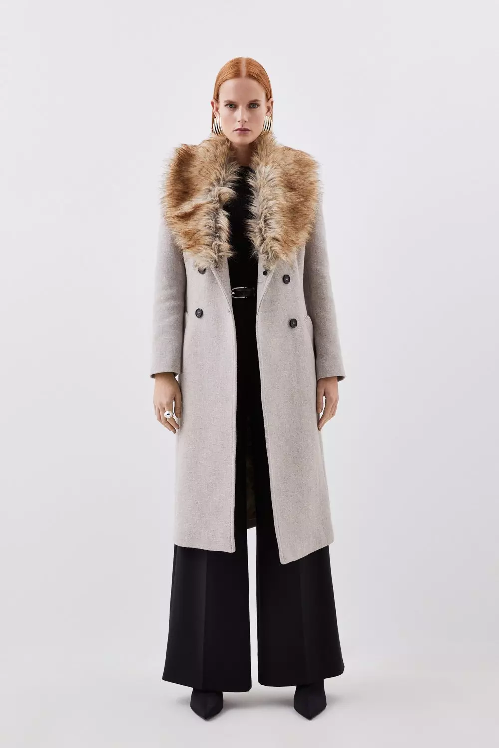 Karen millen sale grey fur coat