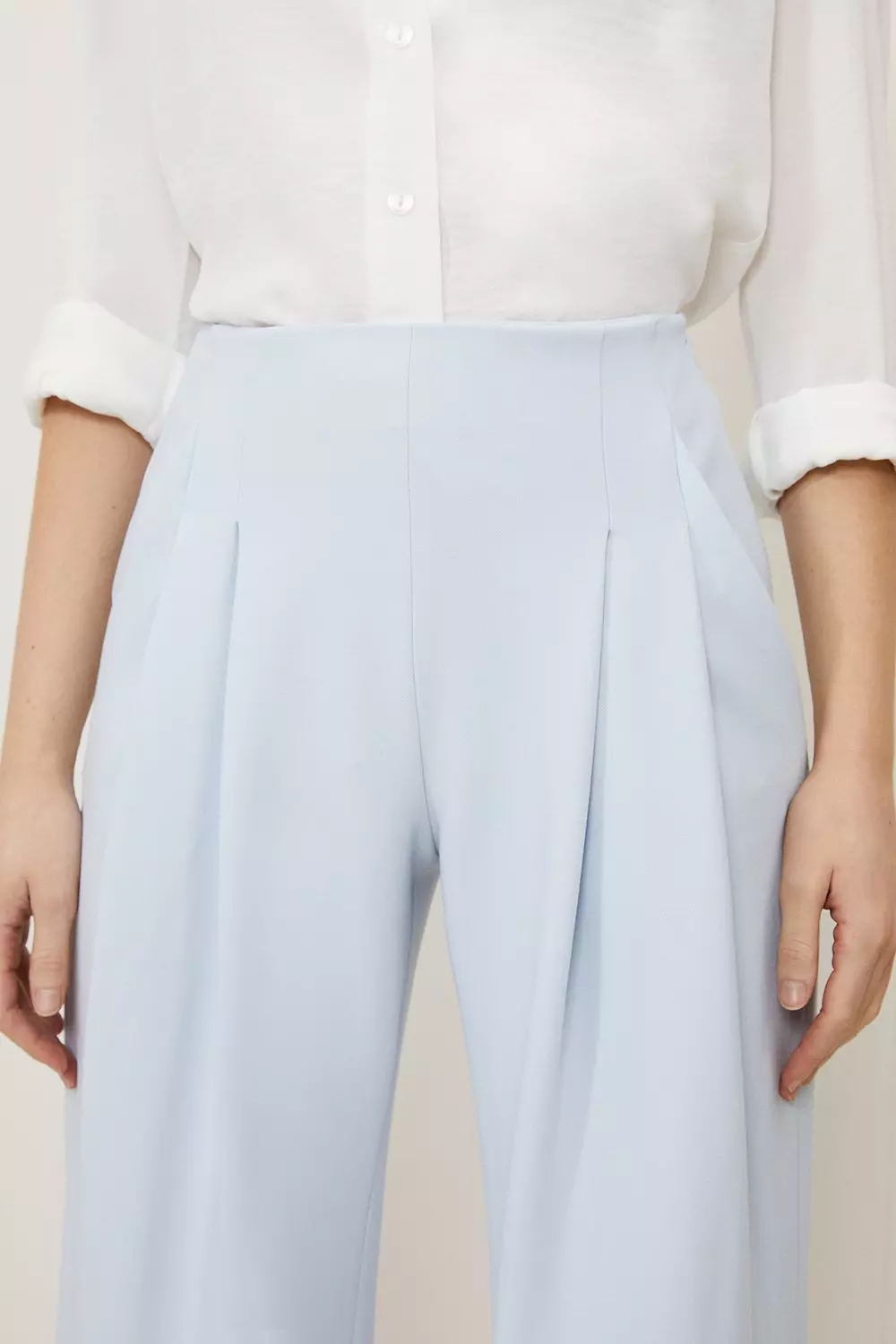 Compact Stretch Tailored Darted Straight Leg Trousers