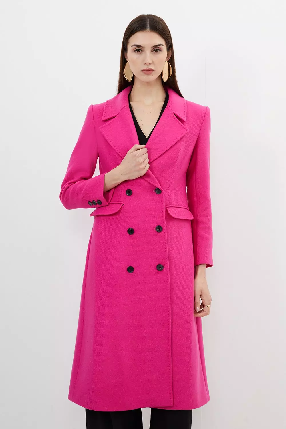 Pink wool shop coat petite