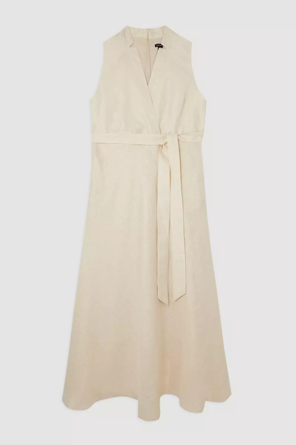 Plus Size Tailored Linen Metallic Notch Neck Maxi Dress | Karen Millen