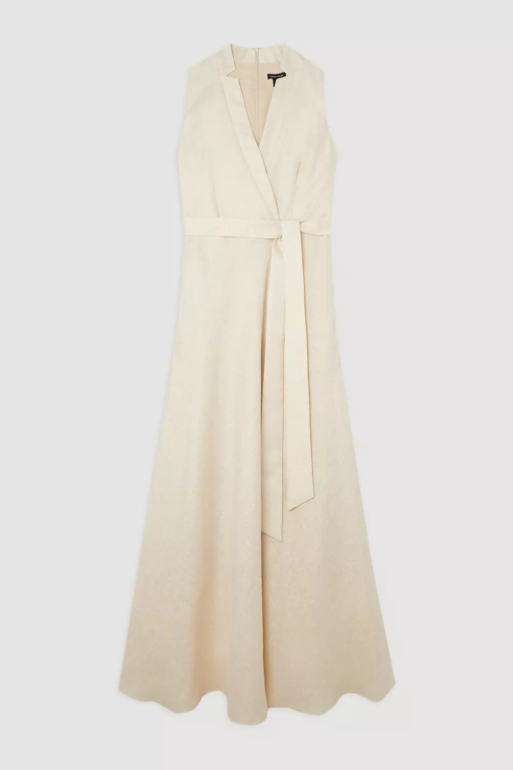 Tailored Linen Metallic Notch Neck Maxi Dress | Karen Millen