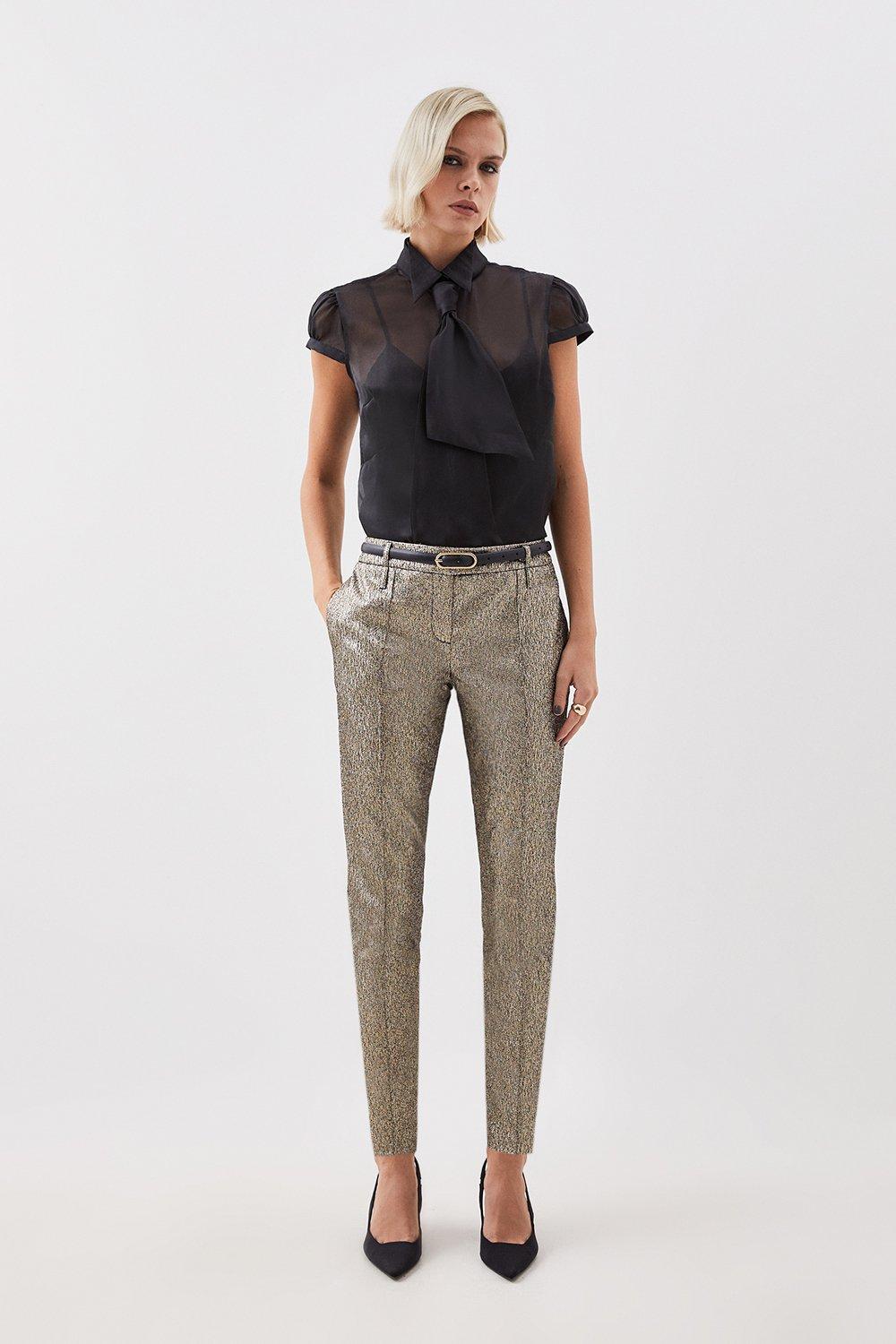 Cigarette trousers - Grey/Checked - Ladies | H&M