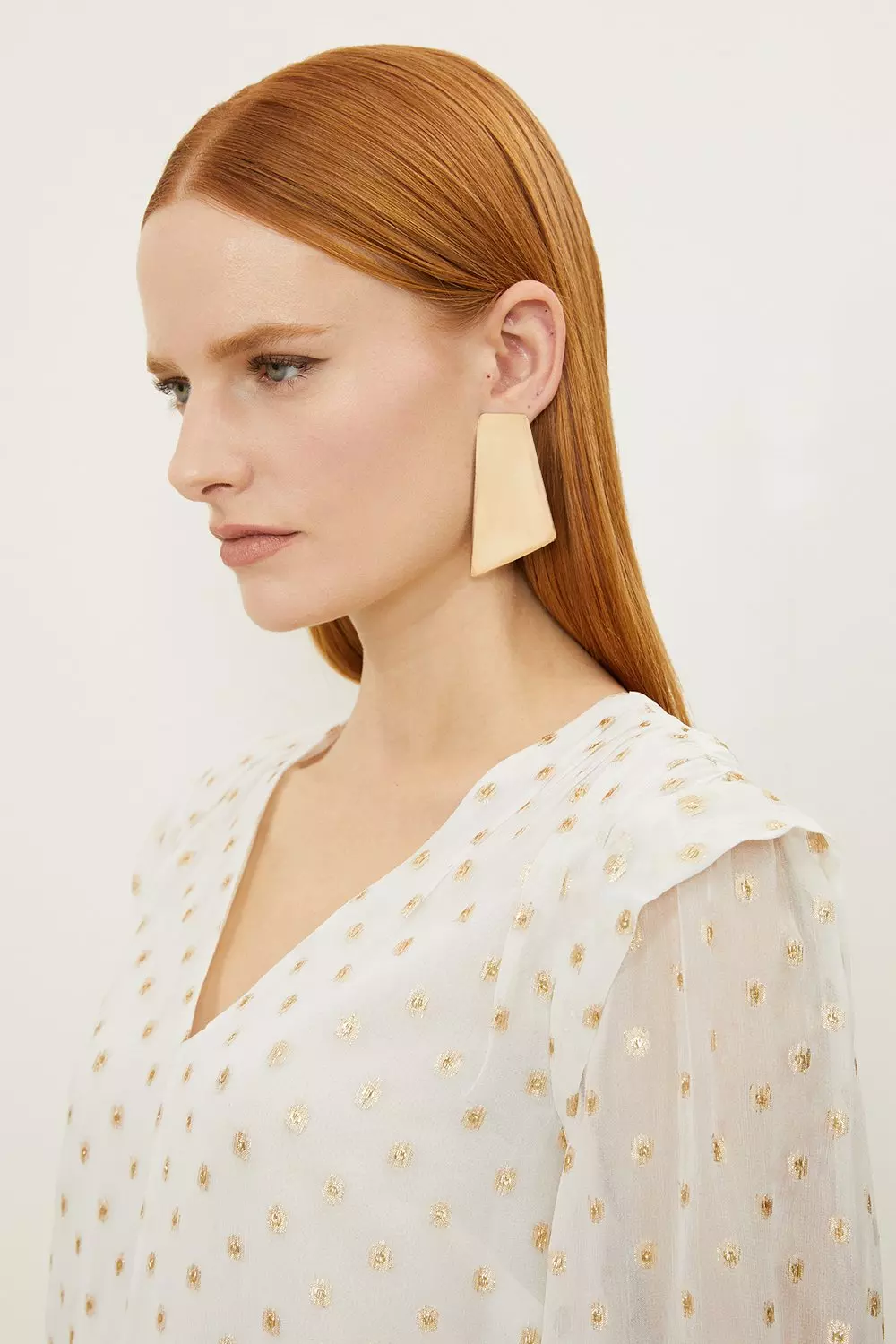 Floral Viscose Woven Metallic Thread V Neck Blouse Karen Millen