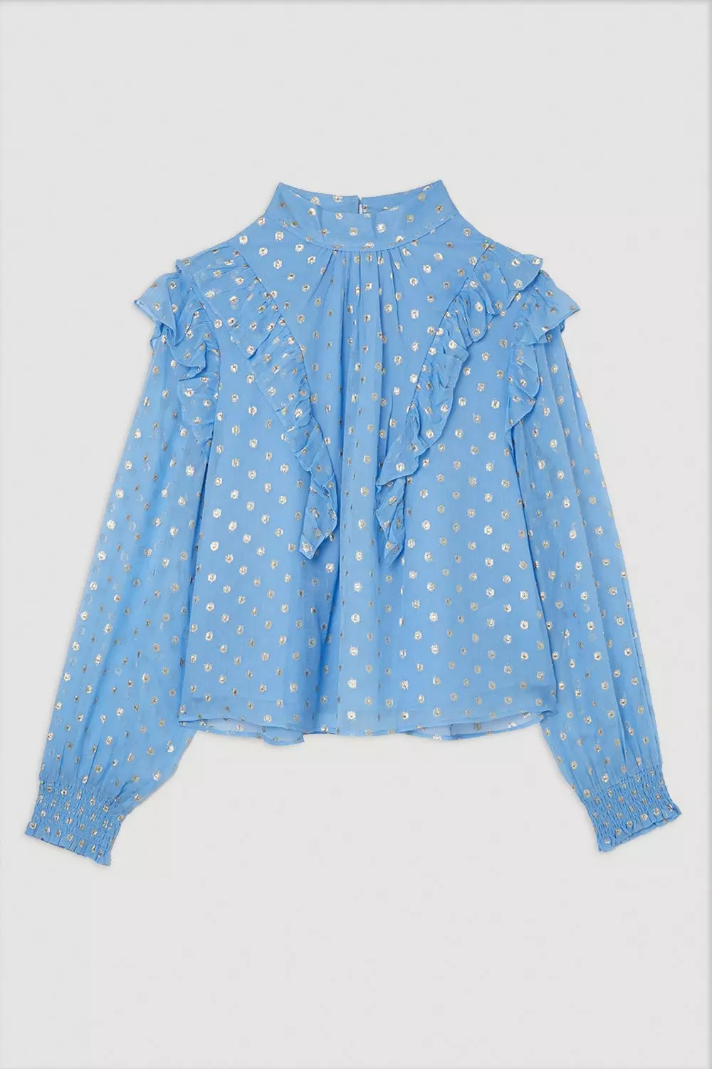 PARKER Sheer Powder Blue Polka Dot Blouse