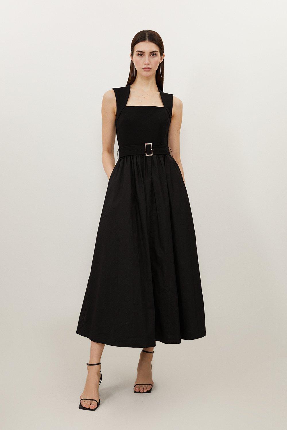 Scoop Neck Jersey Cotton Mix Maxi Dress - Black