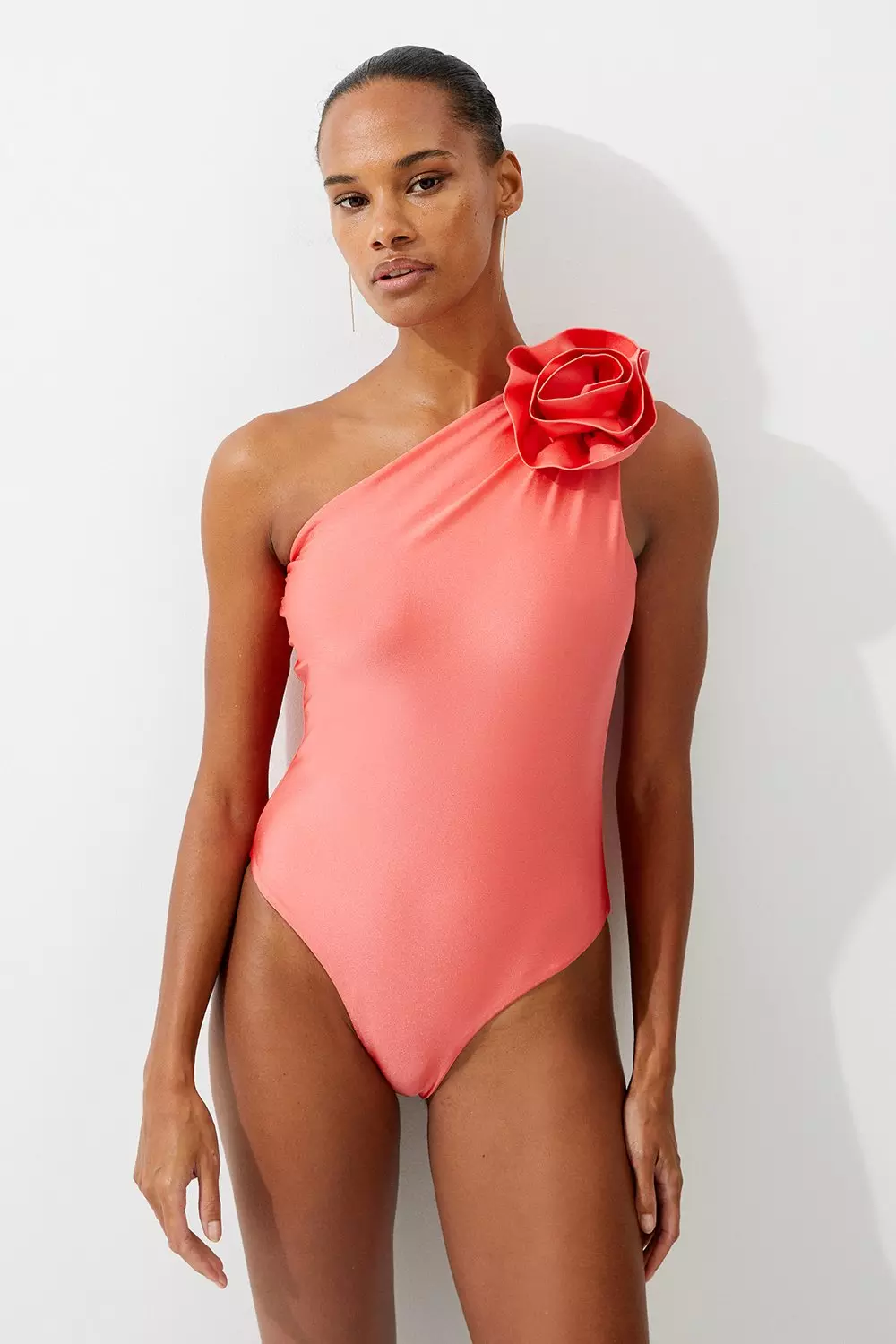 Rosette Detail Asymmetric Swimsuit Karen Millen