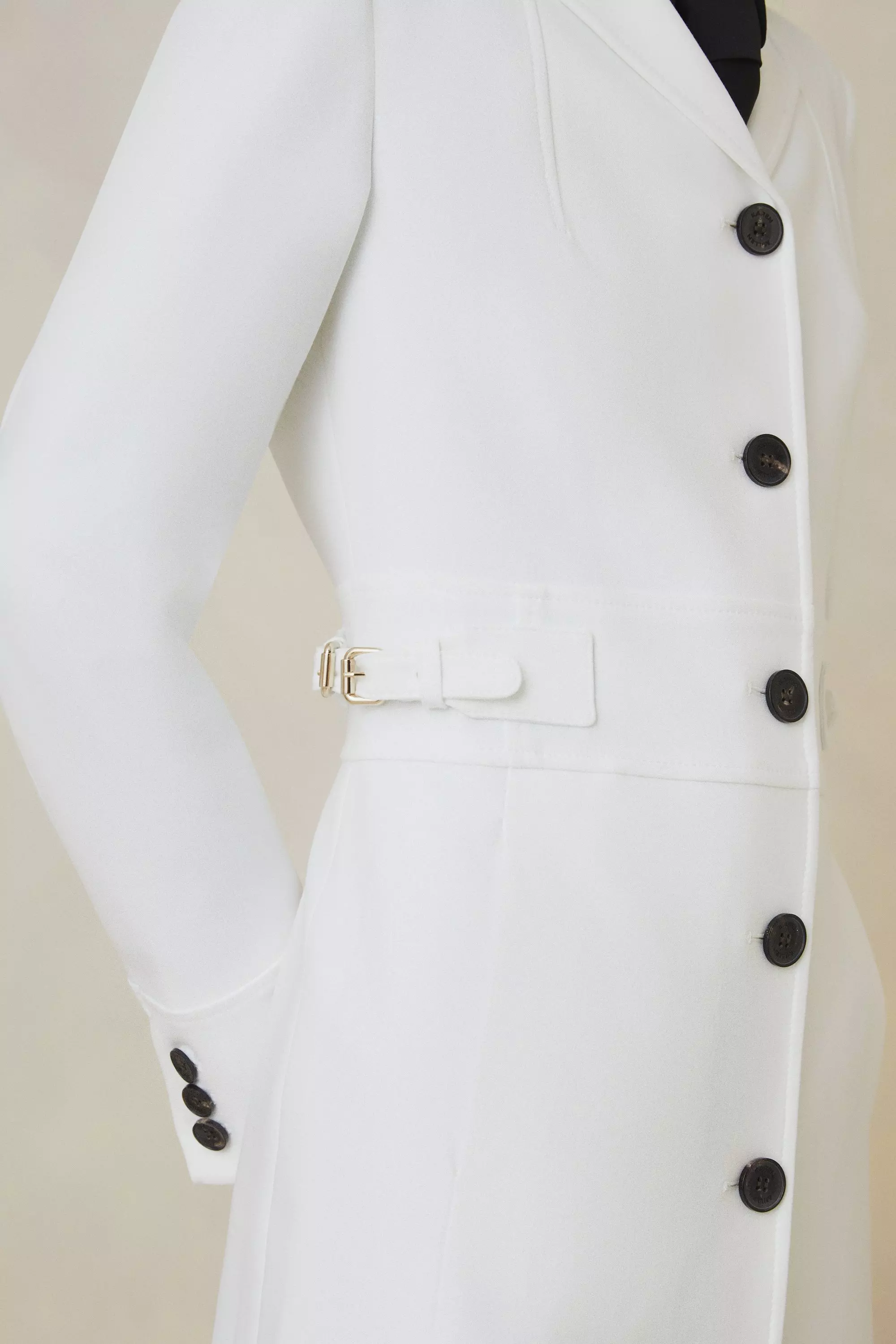 The Founder Compact Stretch Tab Waist Tailored Coat | Karen Millen