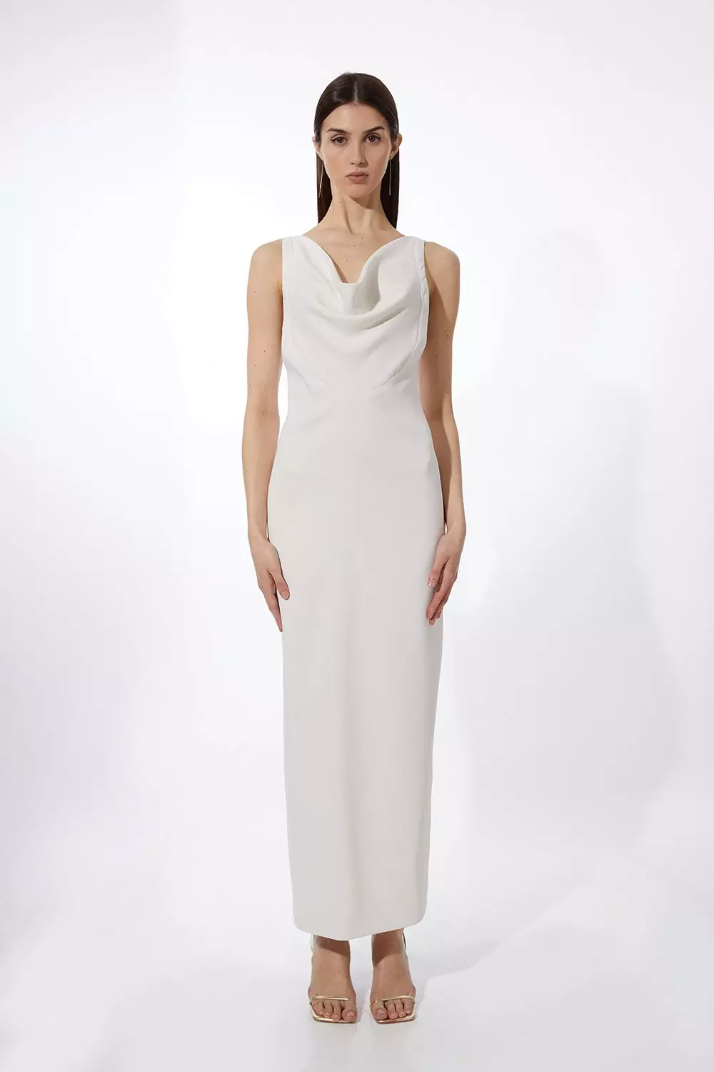 Tall Fluid Tailored Cowl Neck Backless Maxi Dress Karen Millen