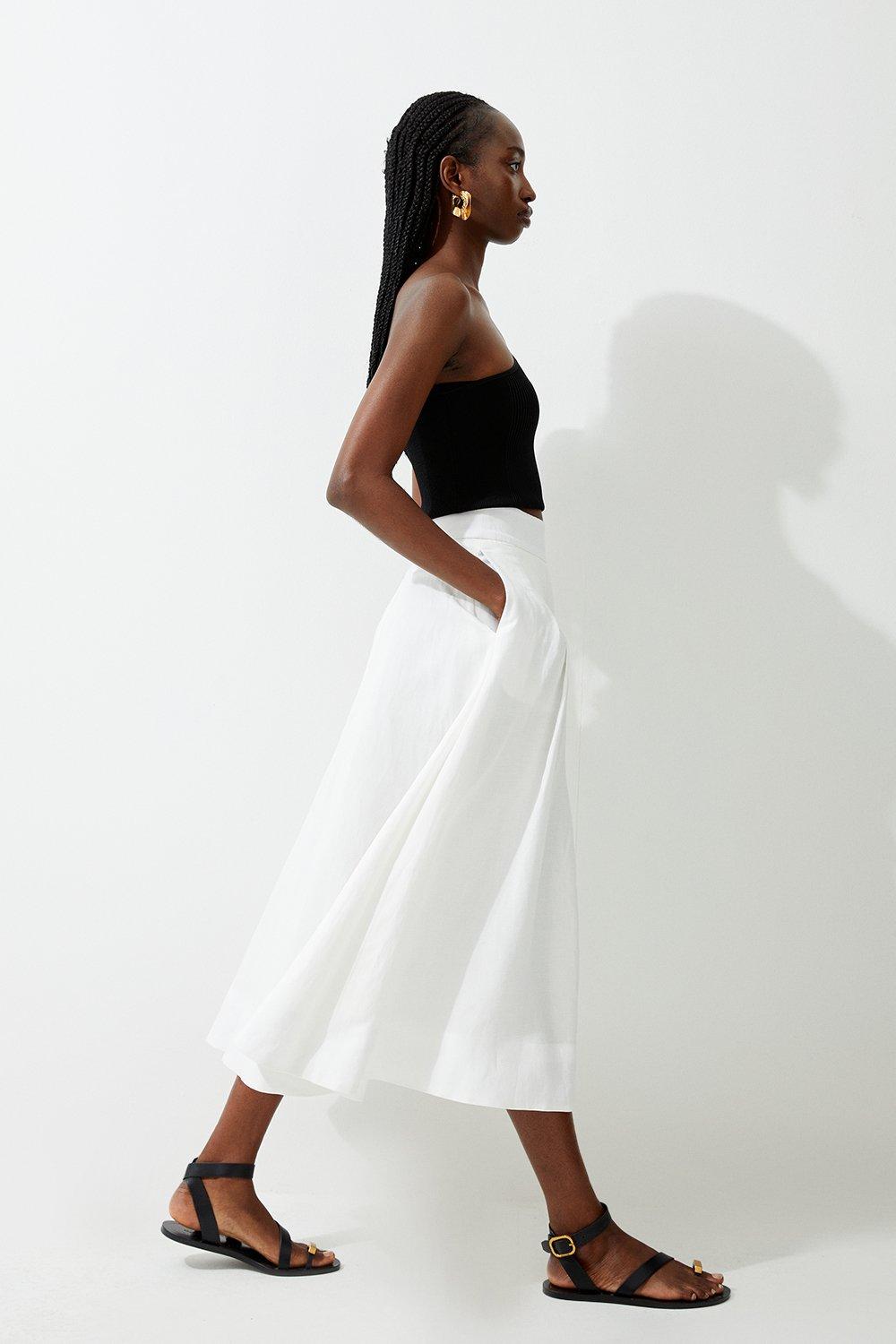 High waisted white skirt in clearance fall