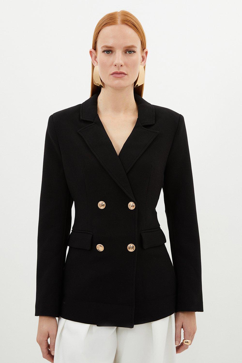 Tall Compact Essential Tailored Double Breasted Blazer - Black
