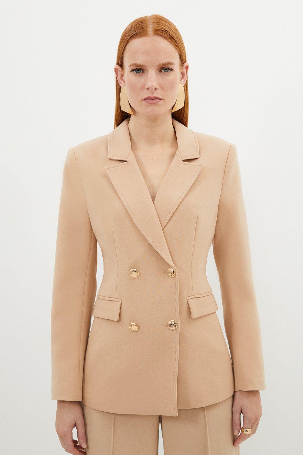 Tall Compact Essential Tailored Double Breasted Blazer - Camel