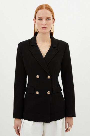 Petite Compact Essential Tailored Double Breasted Blazer black