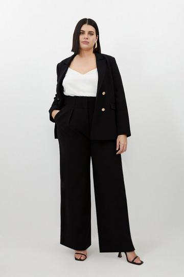 Black Plus Size Compact Stretch Tailored High Waist Trouser