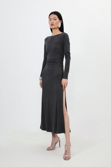 Super Soft Touch Jersey Scoop Back Midaxi Dress charcoal