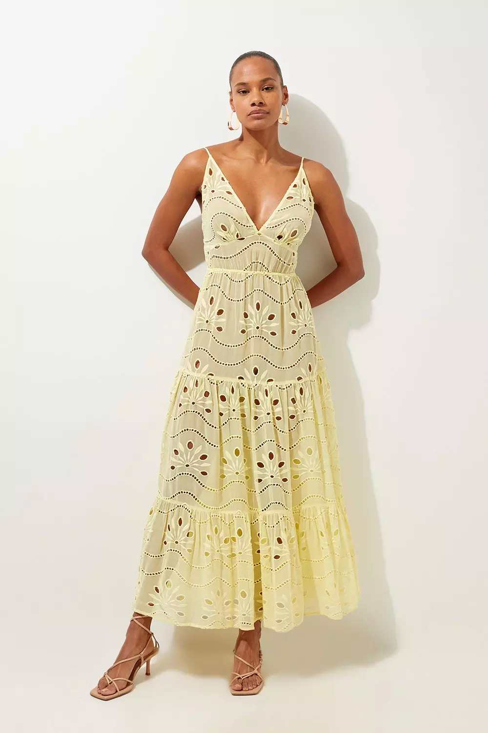 Viscose Georgette Cutwork Woven Beach Maxi Dress | Karen Millen