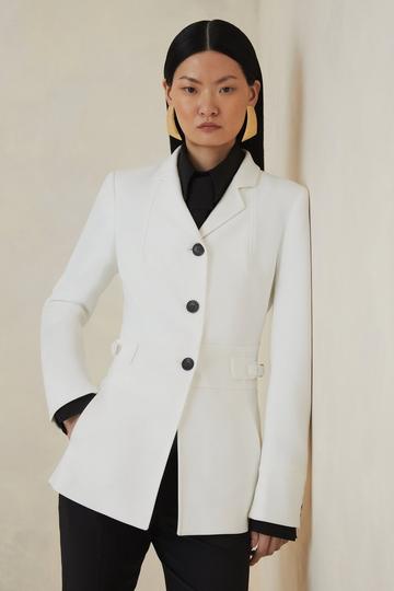 The Founder Compact Stretch Tailored Tab Jacket ivory