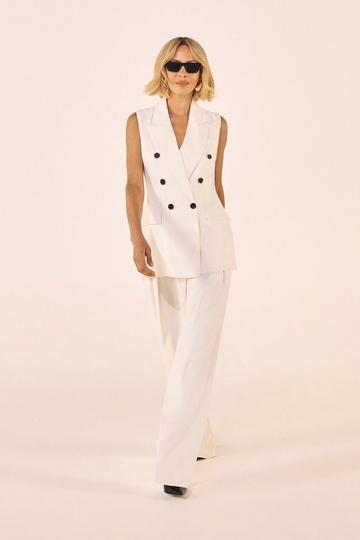 Soft Tailored Straight Leg Tailored Trousers ivory