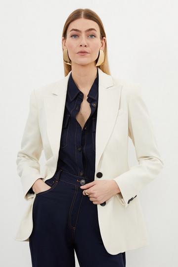 Relaxed Tailored Single Breasted Blazer cream