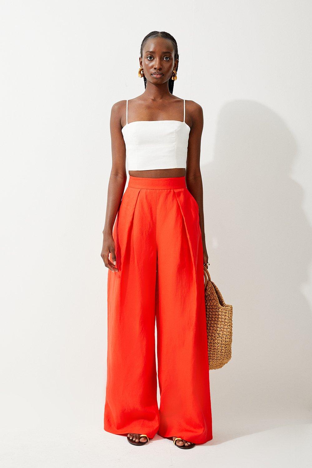 Zara red cheap palazzo pants