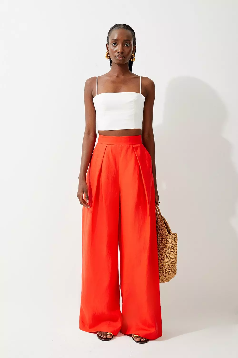 Pleated Wide Leg Trousers