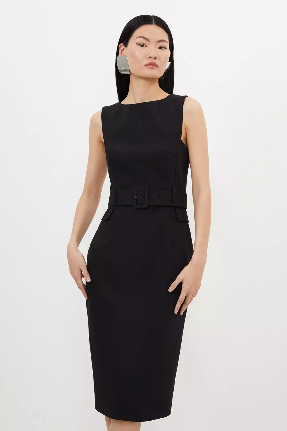 Karen millen discount black belted dress