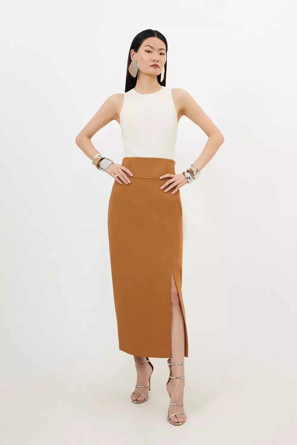 Petite midi clearance skirt with split