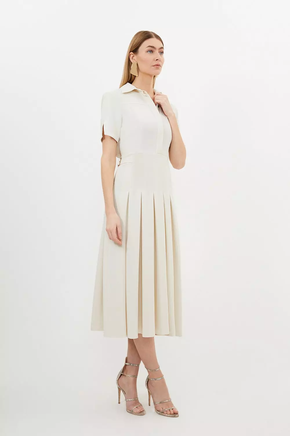 Karen millen pleated midi shirt clearance dress