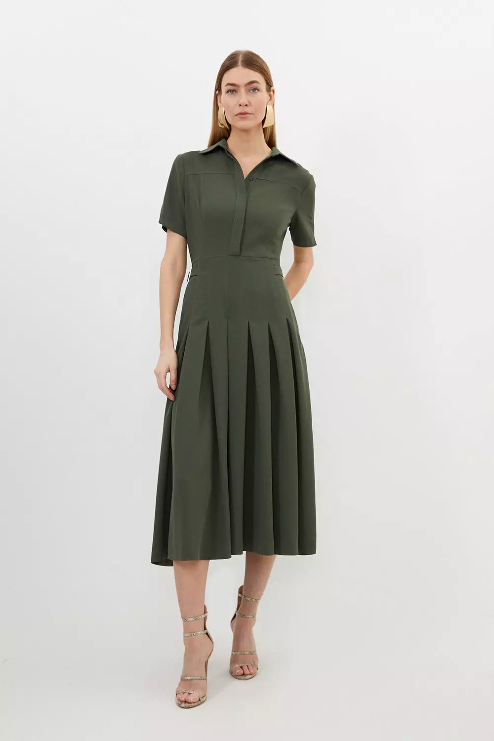 Two Piece Dress, Pleated Midi Circle Skirt, Sleeveless Top Marisa -   Ireland