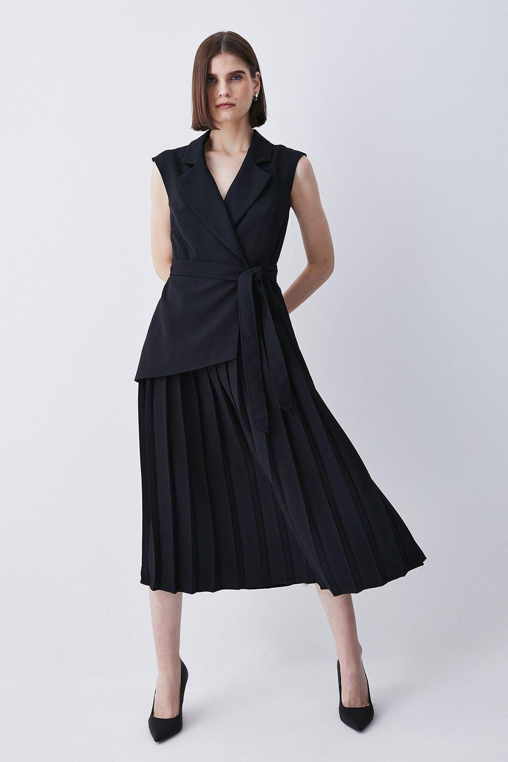 Black work shop dress with sleeves