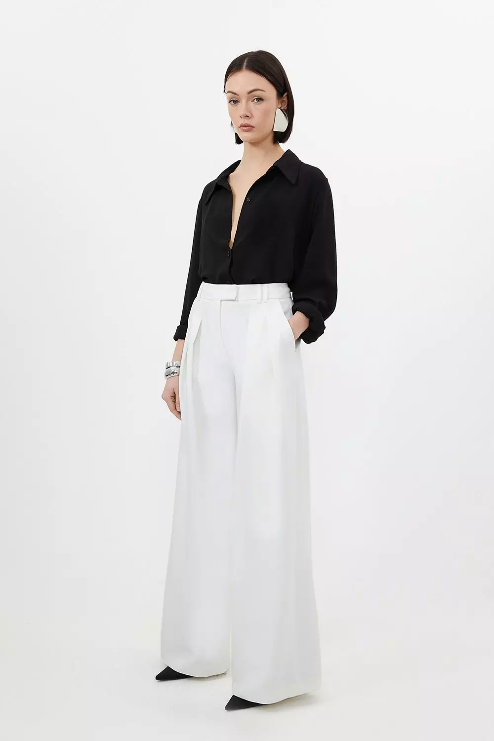 Lightweight wide leg outlet trousers