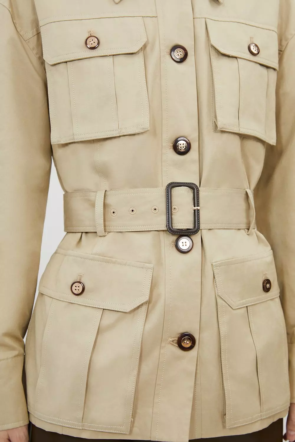 Tailored Cargo Pocket Belted Safari Jacket | Karen Millen