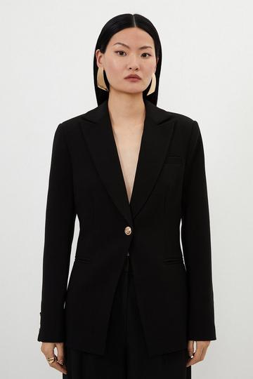 Compact Stretch Essential Single Breasted Tailored Blazer black