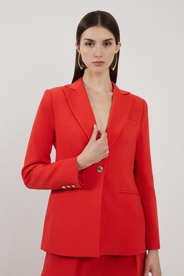 Compact Stretch Essential Single Breasted Tailored Blazer red