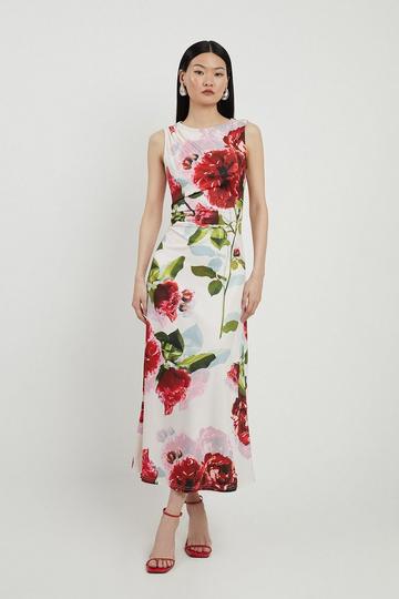 Petite Rose Print Drapey Crepe Jersey Maxi Dress floral